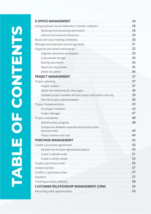 table of content 2