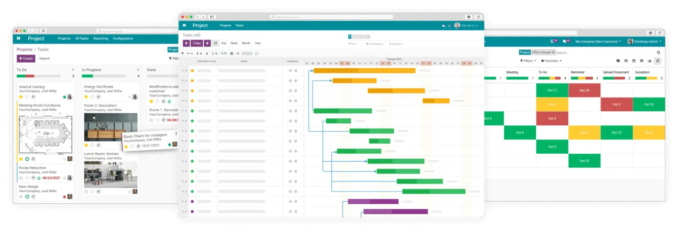 Gantt Chart view in Project Management application of Viindoo Solutions
