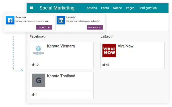 Manage social pages in one center with Viindoo Social Marketing
