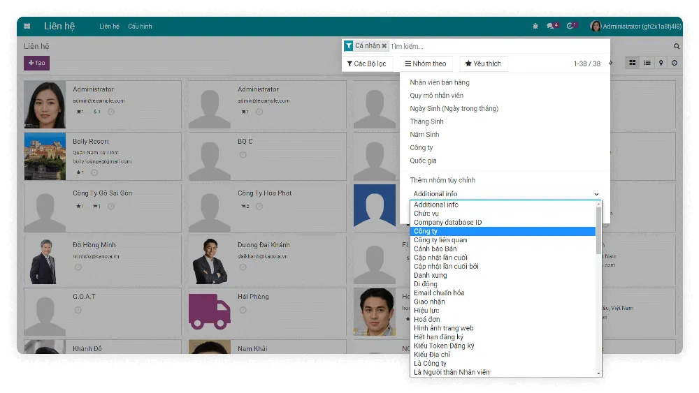 Filter, Group contacts by flexible criteria