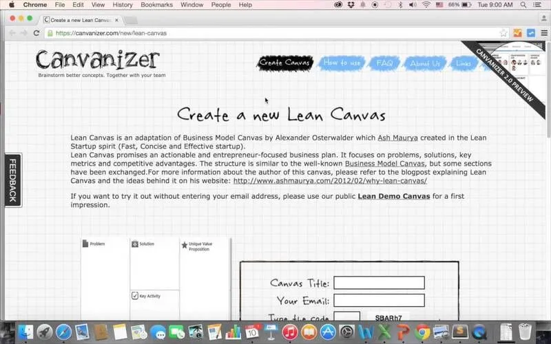 Canvanizer is a free tool for making a business model canvas